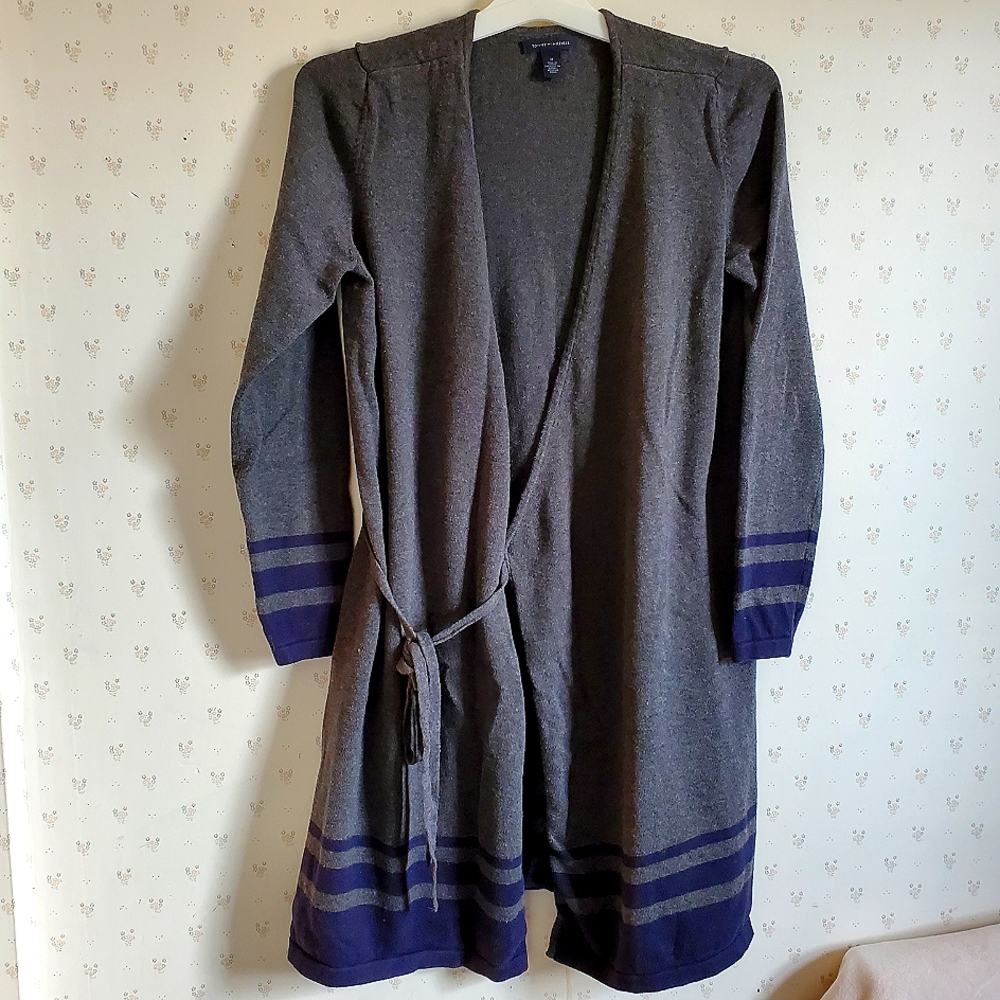 Tommy Hilfiger Medium Wrap around Tunik Sweater top. Women's. Grey. Blue.